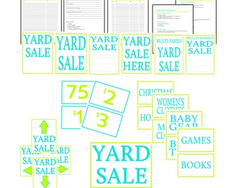 BLACK EDITABLE Garage Sale Planner yard sale Organizer