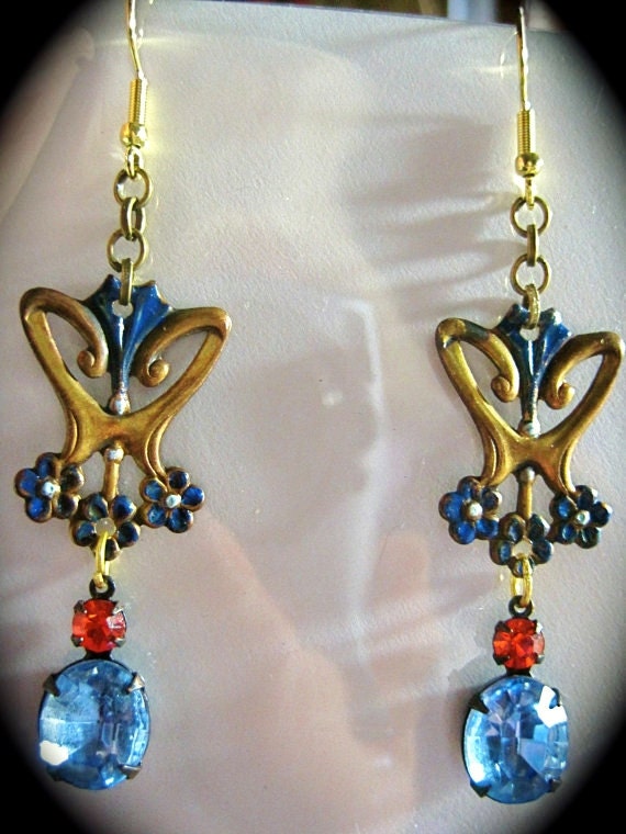 Edwardian earrings Art Nouveau earrings Deco by BrightEchoVintage