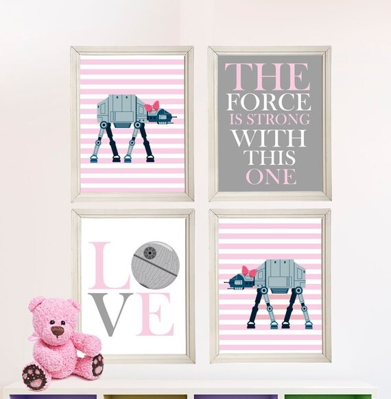 Items similar to Baby Girl Star Wars Nursery Art Girl Room Decor Star