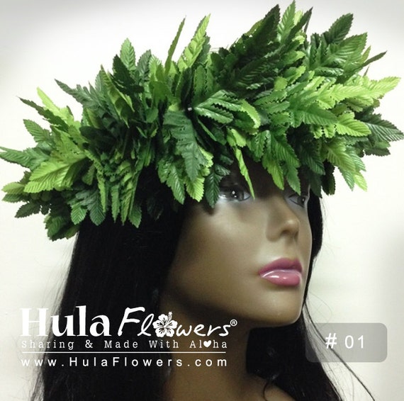 Silk Fern Haku Headband For Hawaiian, Polynesian, for Hula Dancer