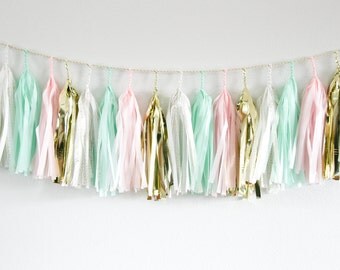 APPLE BLOSSOM tissue tassel garland