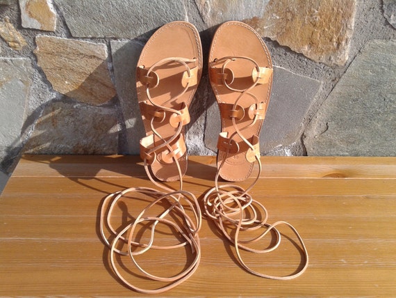 Sandals Ancient Greek Leather Roman style Natural by MagusLeather