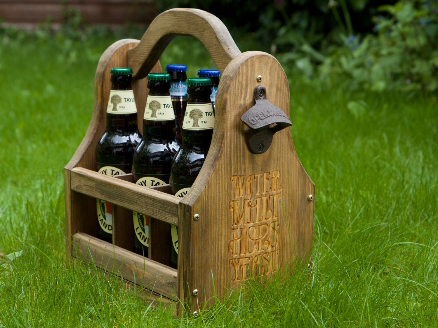 Wooden Beer Carrier Personalised Beer Carrier Rustic