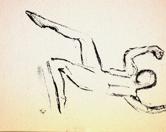 Olga Kovalevsky - 1951 - SERGE LESLIE Executing a Saut During Valse Espagnole BALLET - Limited Edition Lithograph No. 235/500 - Matted Print