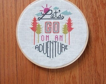 Adventure - modern cross stitch pattern - typography inspired - PDF format - instantly downloadable