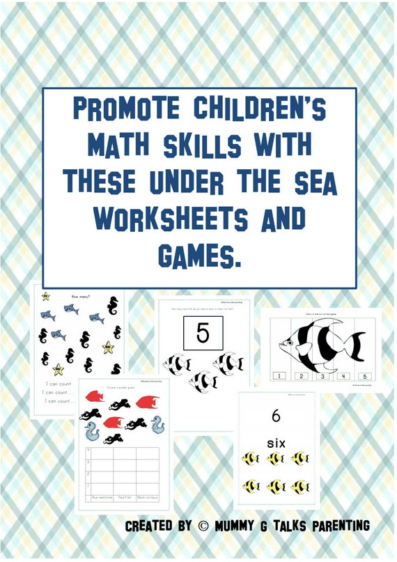 Items similar to under the sea math worksheets, jigsaws and number line