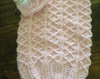 Crochet baby cocoon and hat set - free shipping