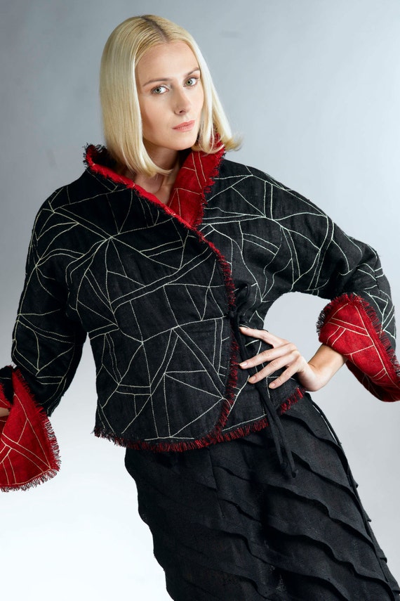Reversible Linen Wool Jacket / Linen Jacket / Linen Blazer for