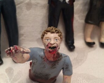 2 Custom Made Zombie Cake Topper Figurines, Wedding Cake Topper, Polymer Clay Cake Topper, Inspired by The Walking Dead, Zombie