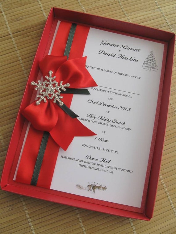 Items similar to Winter Themed Wedding Invitations Boxed