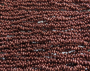 4x2mm SILKY Old Copper Czech Glass Farfalle Seed Bead Strand (AW95)