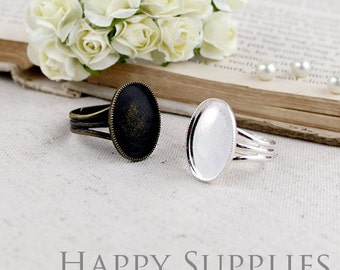 10pcs (13x18mm) Nickel Free - High Quality 19mm Adjustable Ring Base (ZJ130 / ZJ131)