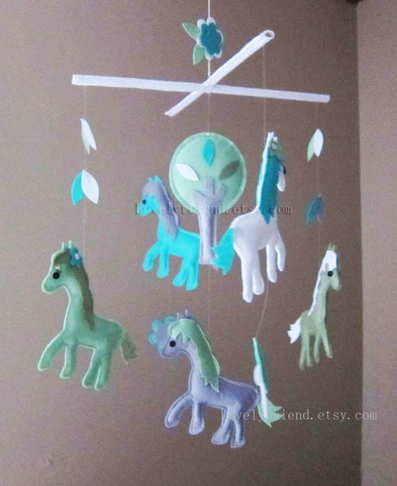 Baby Mobile little horse baby crib mobile blue ponny baby mobile