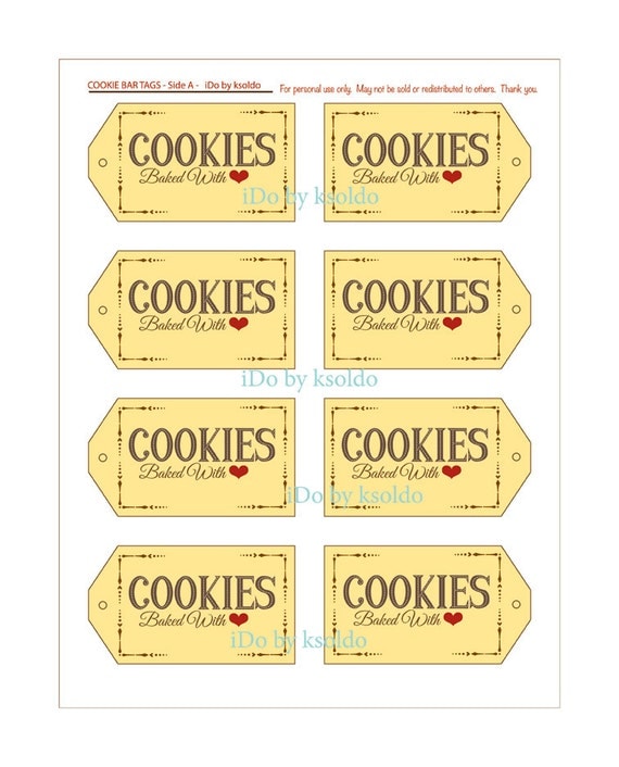 Items similar to Cookie Bag Tags Cookie Bag Stickers Treat Bag Stickers Rustic/Vintage