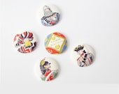 Vintage Napoleon - The French Revolutionary War - Fabric Button Magnets - OR - Giant Jumbo Large Paperclip Bookmarks - Set of 5 -