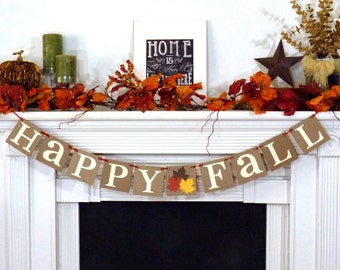 Fall Decorations Banner - Happy Fall Themed Banner - Thanksgiving Decorations - Holiday Decorations - Thanksgiving Decor - Happy Fall