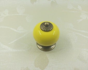 Yellow Dresser Knob Drawer Knobs Kitchen Cabinet Knobs Pulls Handles Rustic Antique Bronze Door Handle Pull Ceramic Knobs Colorful Hardware