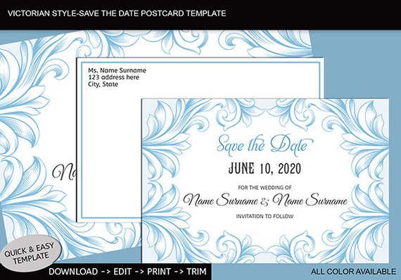 Items similar to Printable wedding Save the date postcard ...