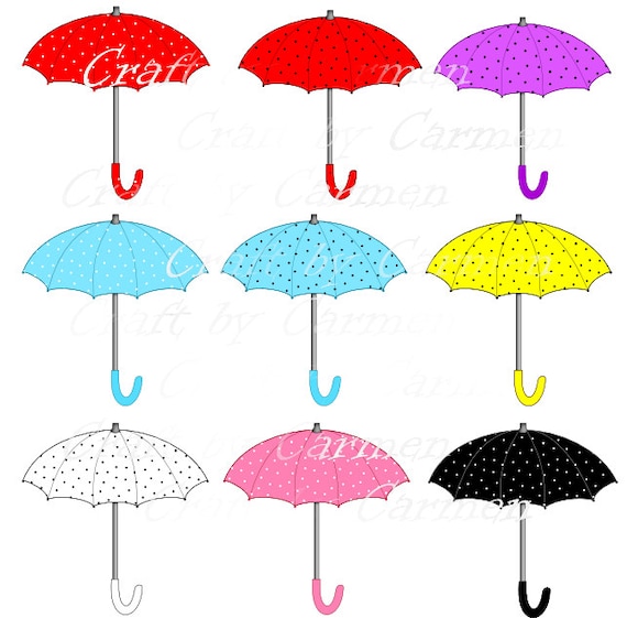 Umbrellas clip art rain weather digital art by CraftbyCarmen