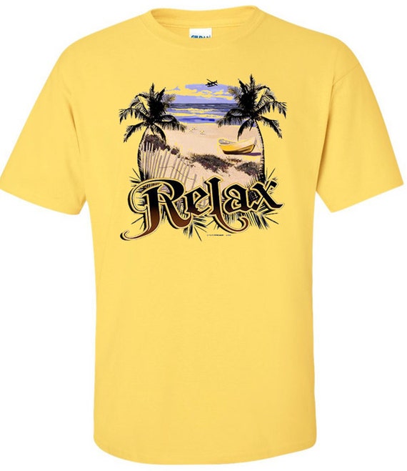 Tropical Beach T Shirt With Tropical Scene By Badassscreendesigns