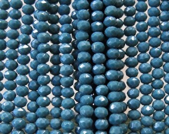 3.5x2.5mm Faceted Opaque Slate Blue Chinese Crystal Rondelle Beads 6 Inch Strand (35CCS14)