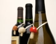 Wine Bottle Charms, 3 toadstool mushroom pretties necklace table Rustic needle felted woodland hostess gift unisex dude for him