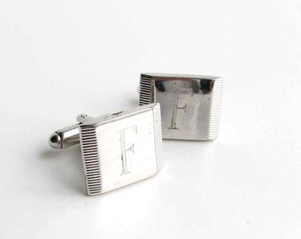 Boutons De Manchette Vintage Argentés à Initiale B