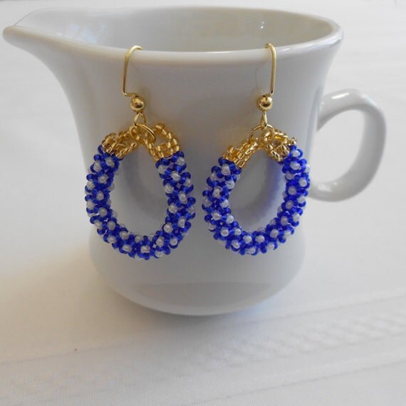 Beaded Earrings Beaded Rope Hoop Earrings Chenille Stitch