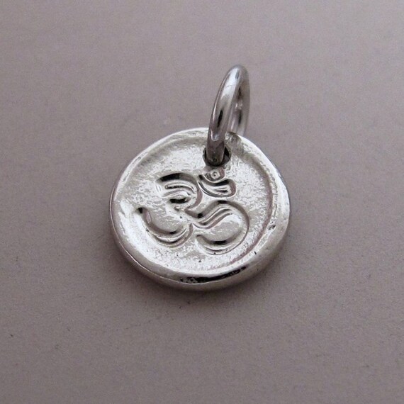 ... White Gold Om (Ohm) Charm or Pendant - Pebble - Recycled Gold