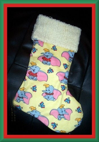 Disney's Dumbo the Elephant and Chenille Handmade Christmas Stocking with FREE US SHIPPING