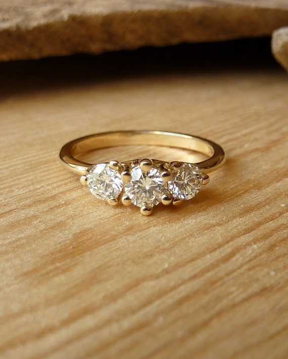 Three Stone Prong Set Diamond Ring