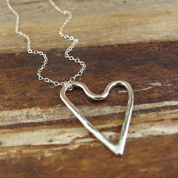 Silver Floating Heart Necklace Sterling Silver by LuckyStaar