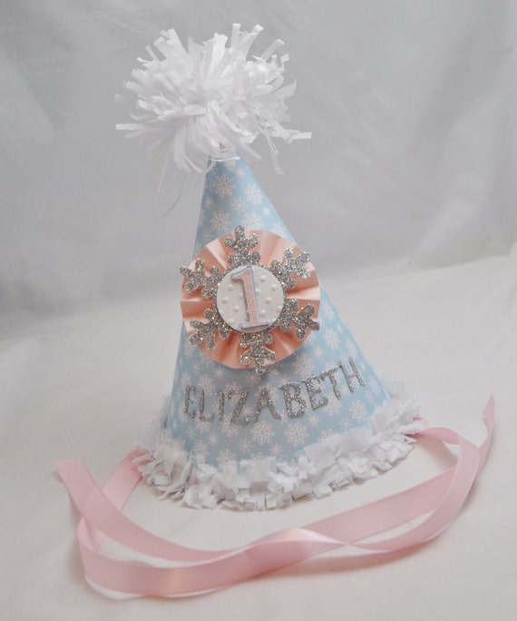 Snowflake Party Hat- 1st Birthday- Winter Onederland Il_570xn