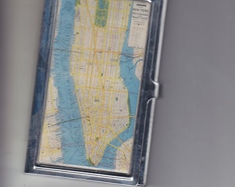Retro New York City Map Business Card Holder Credit Card Case