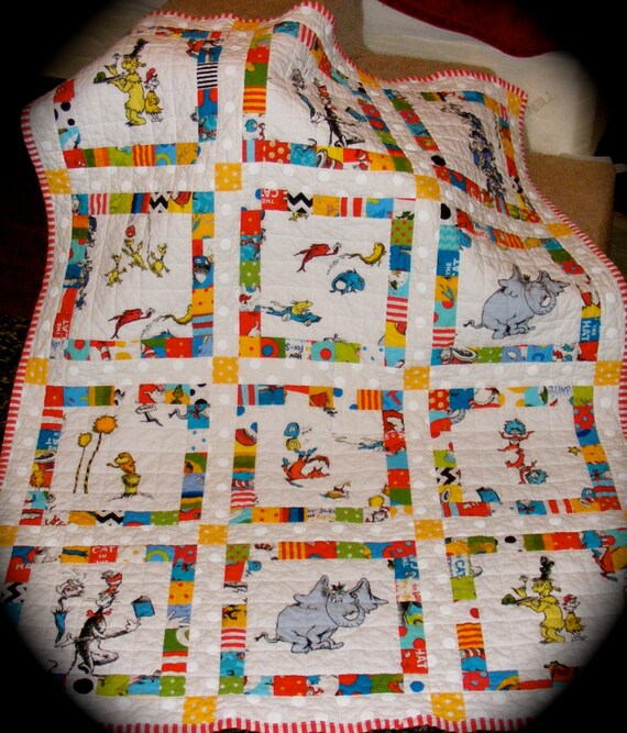 sale-dr-seuss-cat-in-the-hat-fabric-quilt-by-tassiesdesigns