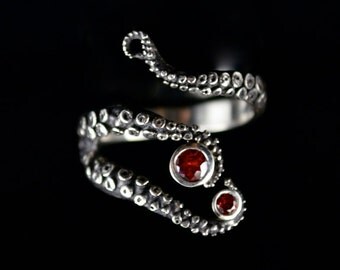 SALE - Wicked Sapphire Tentacle Ring, Engagement Ring, Wedding Band, Octopus Ring, OctopusME Jewelry