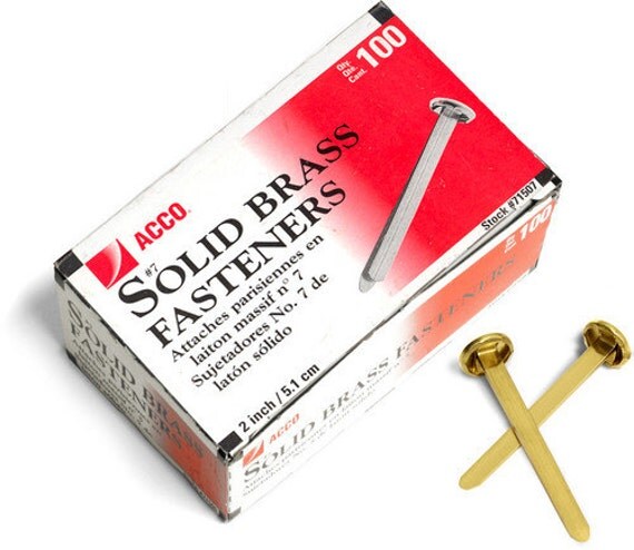 ACCO / Extra Large Solid Brass Fasteners / Set of Twenty Five