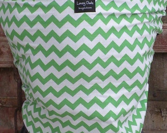 Baby Sling-ORGANIC COTTON Baby Wrap Sling Carrier-Green Chevron on Gray-One Size Fits All-Newborn to Toddler-DvD Included
