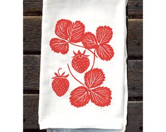 KTF4: Strawberry Flour Sack Kitchen Towel