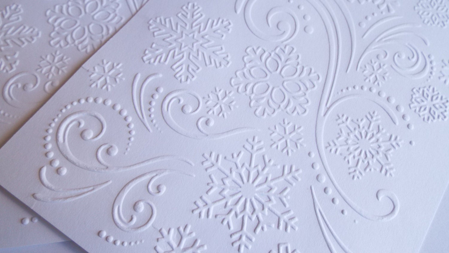 10 Snowflakes and Flurries Embossed White Cardstock Papers for