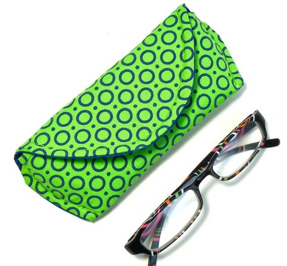 Items similar to Green Blue Circles Eyeglass Case or Sunglass Case with