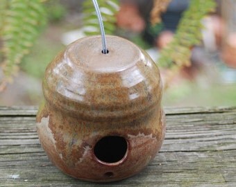 CERAMIC nutmeg birdhouse, handmade and ready to ship