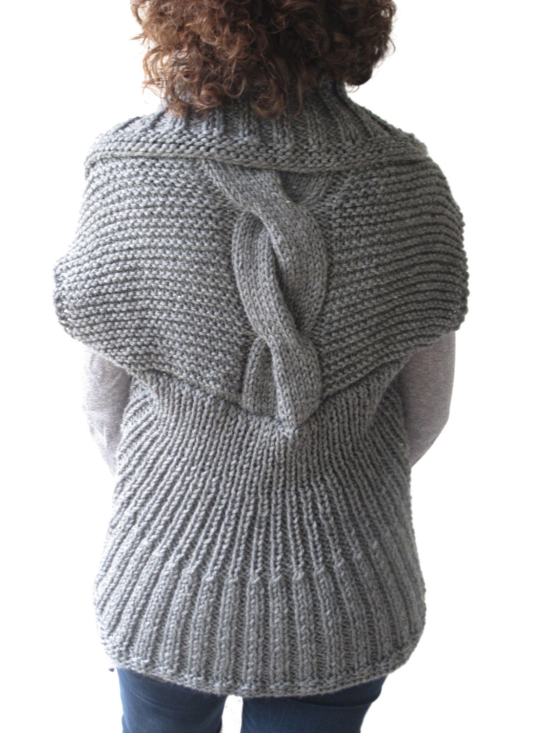 Dark Gray Hand Knitted Vest by Afra