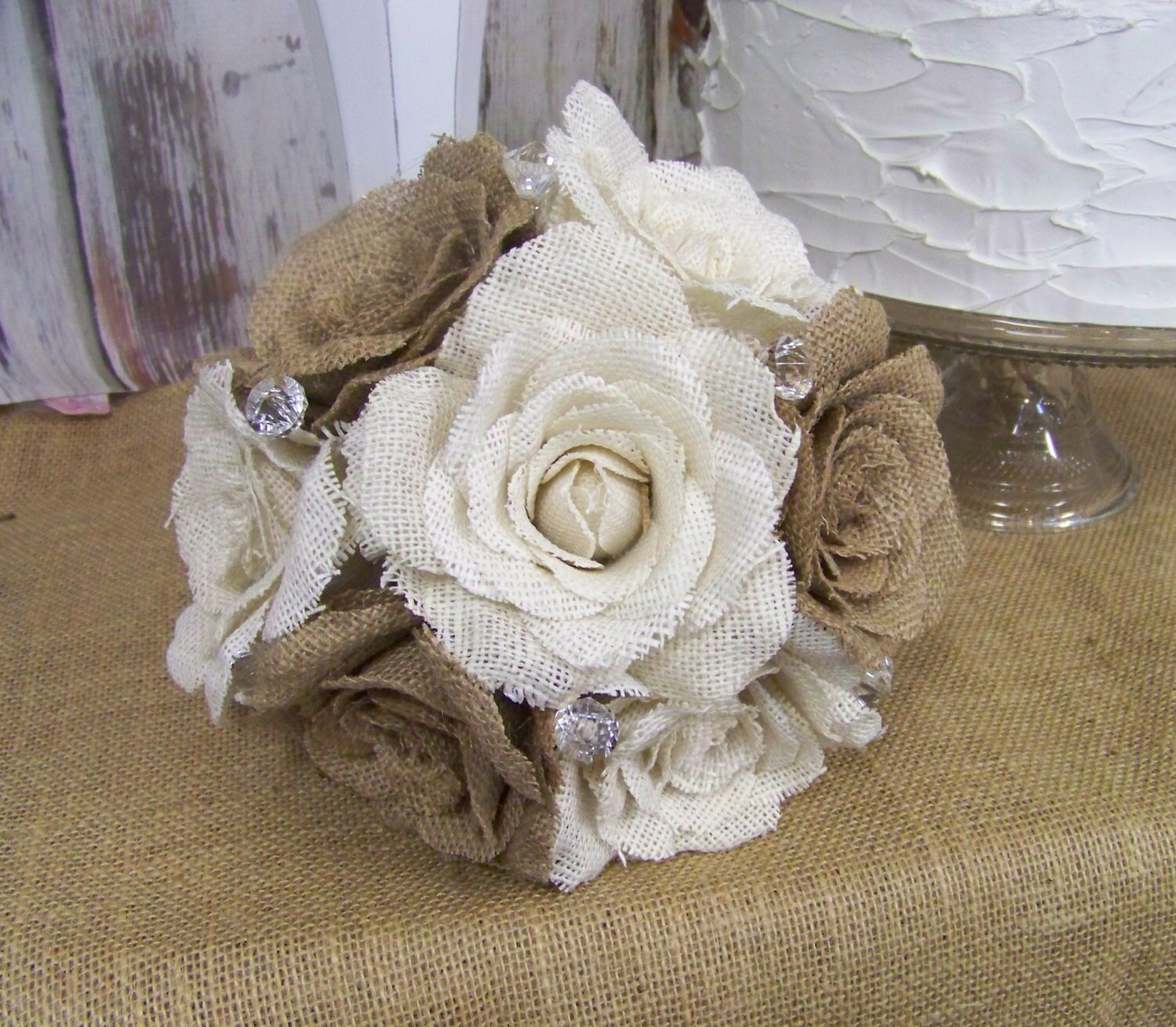 burlap wedding bouquet shabby chic burlap rose bouquet burlap wedding bouquet shabby chic burlap rose bouquet