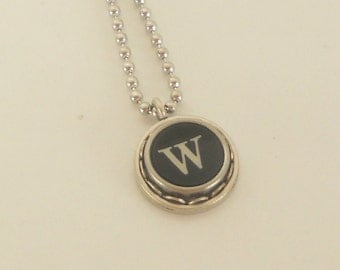 Typewriter Key Necklace - Vintage - Initial Jewelry - ALL Letters Available - Typography Jewelry