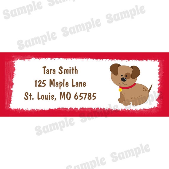 30 Personalized Return Address Labels Puppy Dog