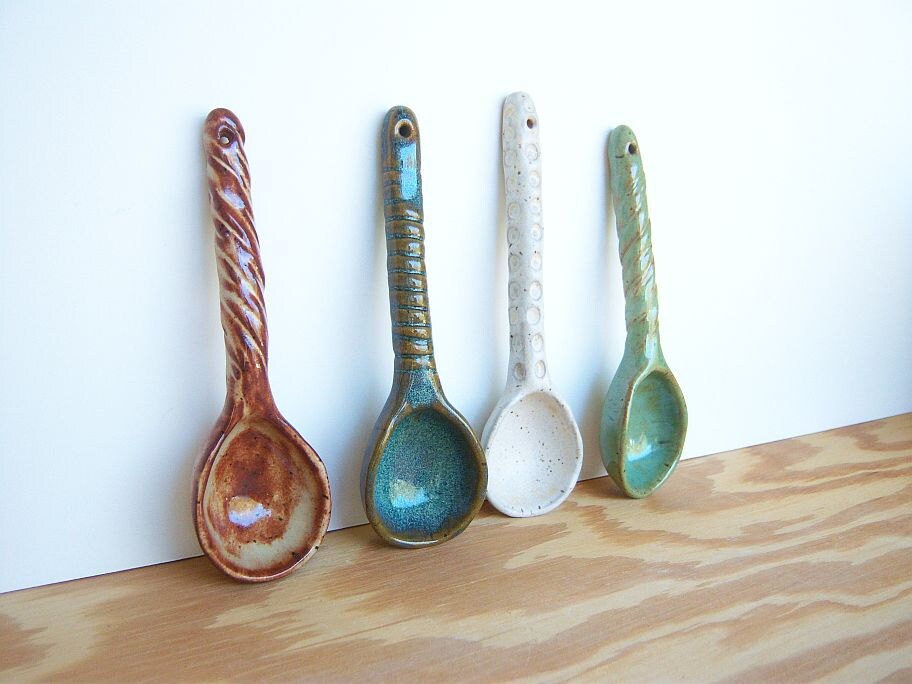 Ceramic Spoon Four Glaze Collection Set Set of 4