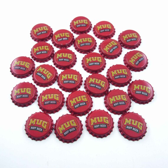Vintage Red Mug Root Beer Bottle Caps Set of 25