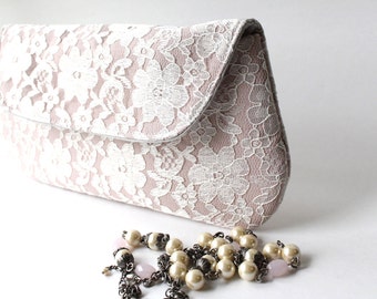 Items similar to Bridesmaids Clutch bags CUSTOM MADE Ivory Linen and ...