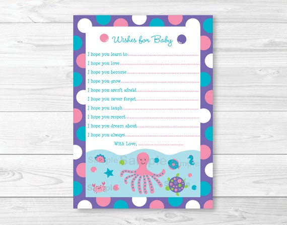 Cute Pink Under the Sea Wishes for Baby Cards / Under The Sea